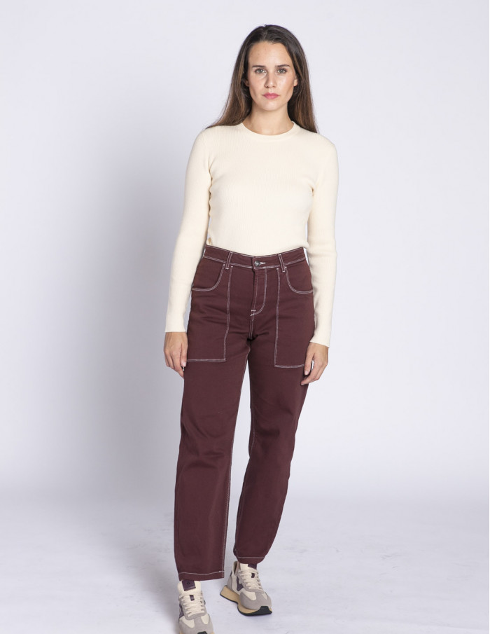 pantalon burdeos costuras alanis ichi sommes demode zaragoza