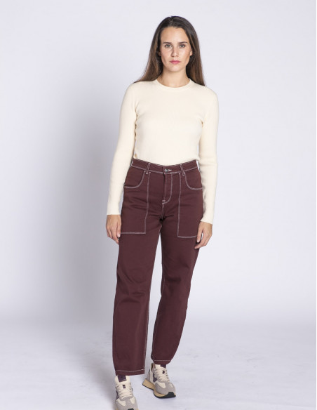 pantalon burdeos costuras alanis ichi sommes demode zaragoza