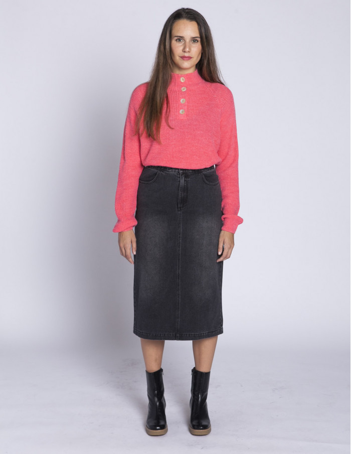 FALDA MIDI DENIM NEGRA KOJA BYOUNG