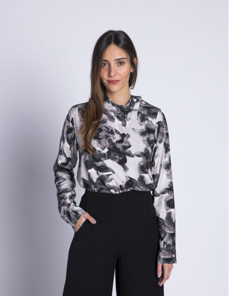 blusa print acuarela en rosa y negro pan sommes demode zaragoza