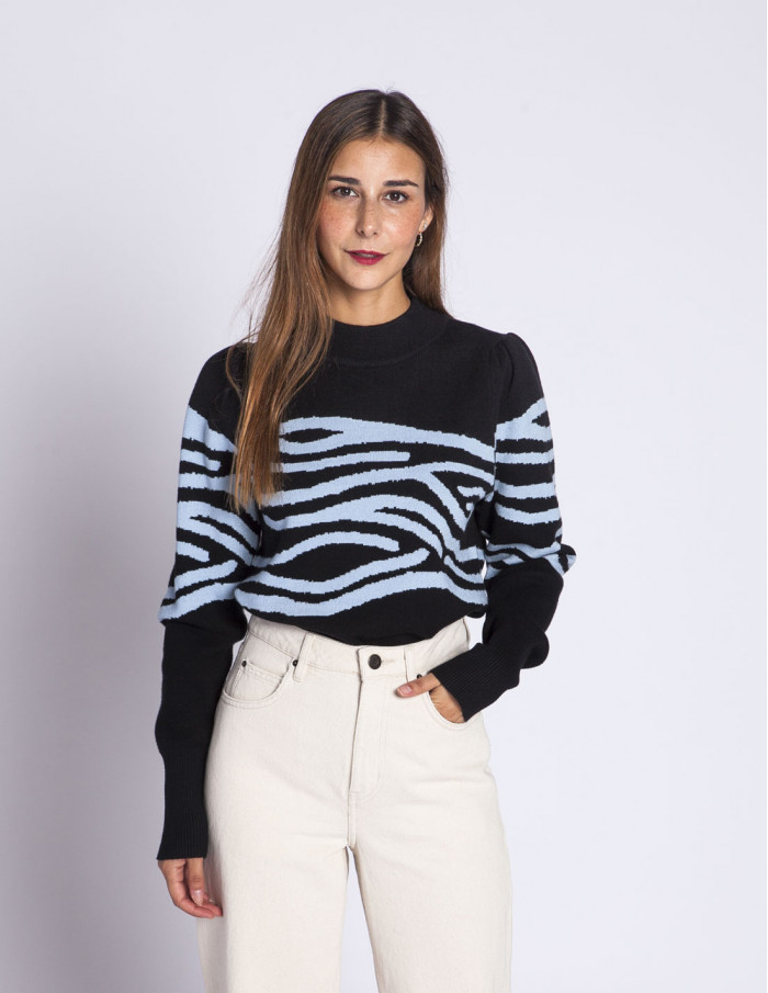 jersey negro print cebra azul wild pony sommes demode zaragoza