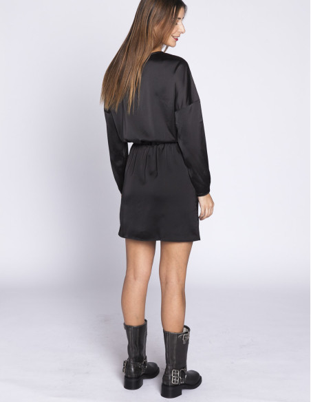 vestido corto satinado negro compañia fantastica sommes demode zaragoza