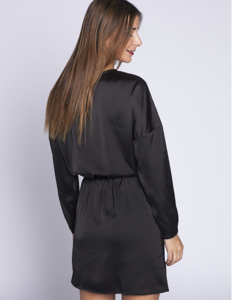 vestido corto satinado negro compañia fantastica sommes demode zaragoza