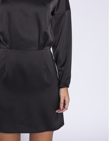 vestido corto satinado negro compañia fantastica sommes demode zaragoza