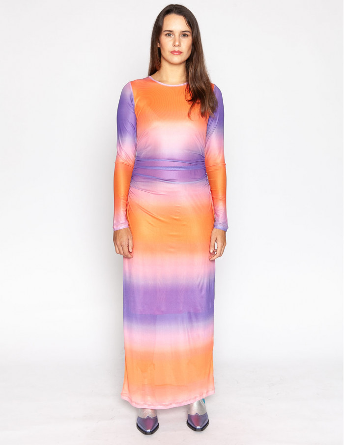 vestido midi de tul tie dye naranja y lila ista sommes demode zaragoza