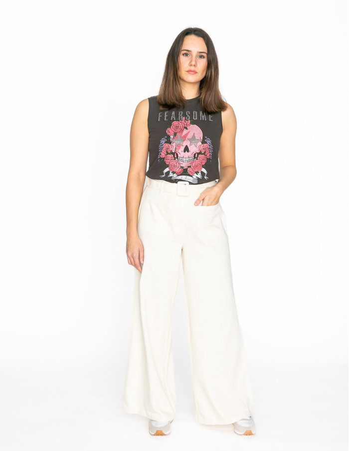 pantalon crudo con cinturon elowen ichi sommes demode zaragoza
