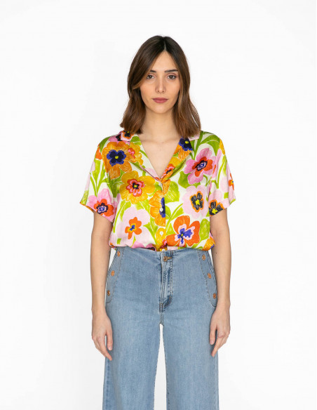 camisa satinada flores chelly frnch sommes demode zaragoza