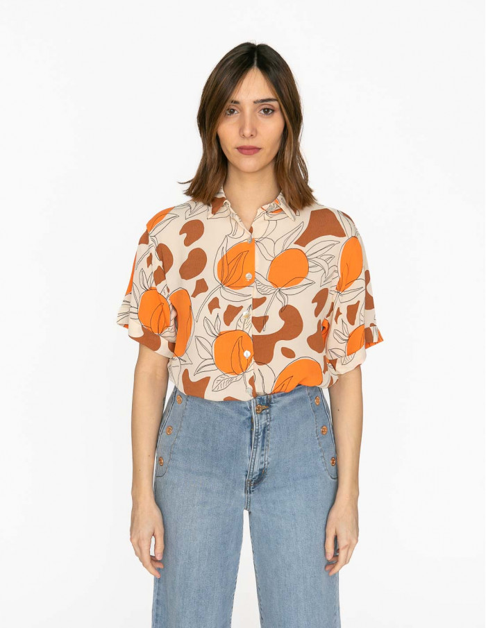 camisa print abstracto naranjas wild pony sommes demode zaragoza