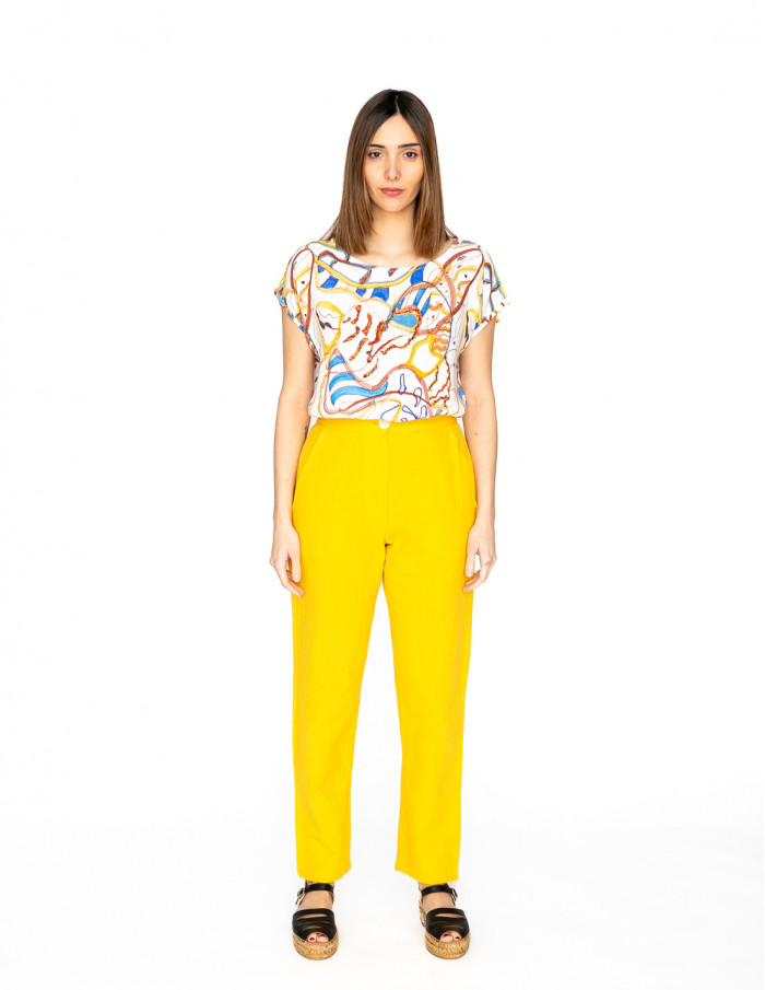 pantalon algodon amarillo intenso pan sommes demode zaragoza