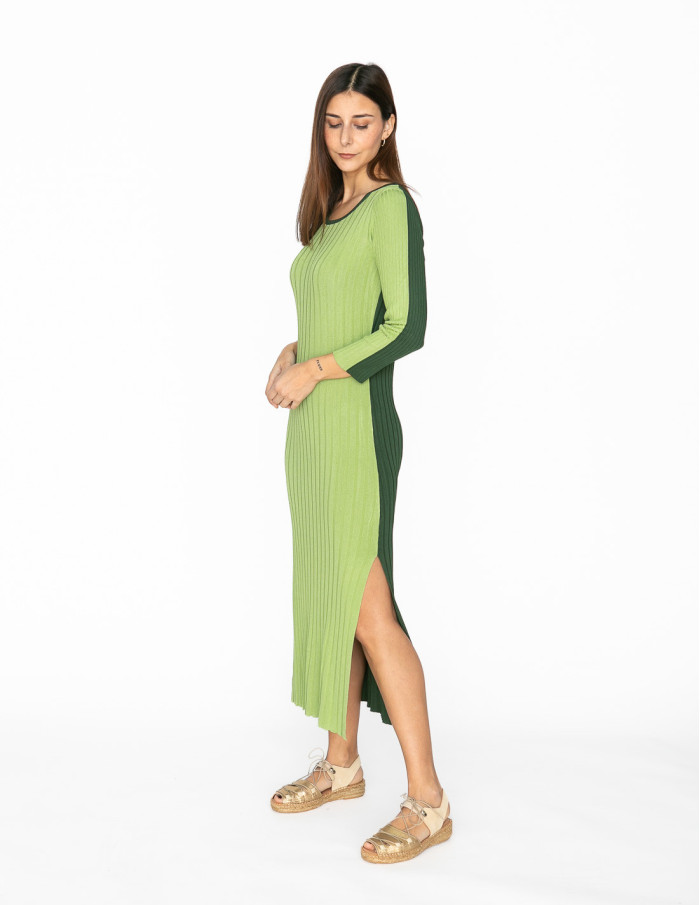 vestido punto bicolor verde viriato sommes demode zaragoza