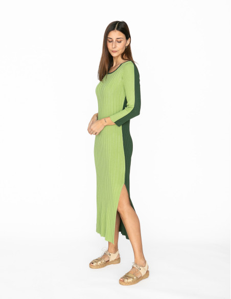 vestido punto bicolor verde viriato sommes demode zaragoza