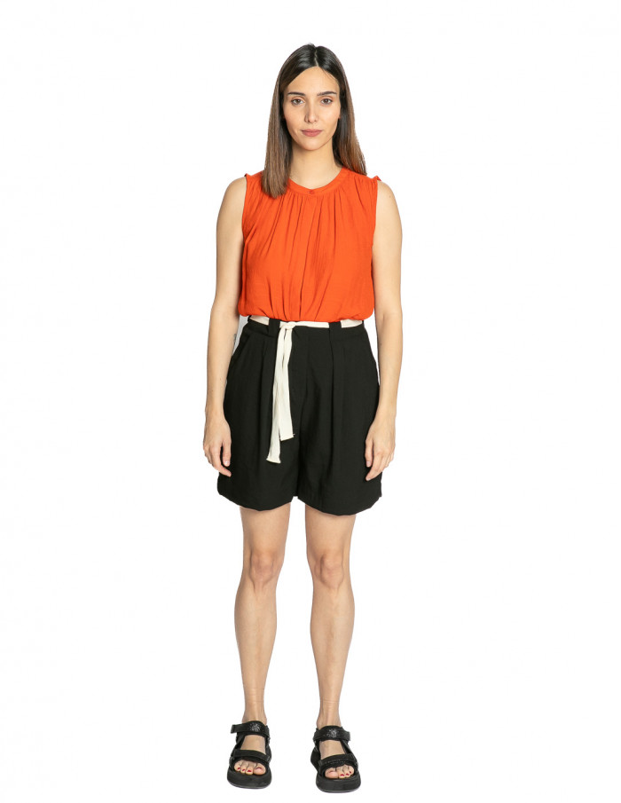 pantalon bermuda negro cinturon brenda desires sommes demode zaragoza