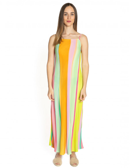 vestido largo tirantes rayas colores cika frnch sommes demode zaragoza