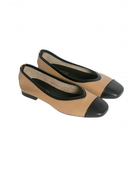 Bailarinas bicolor camel y negro Maya Bryan Stepwise Sommes Demode Zaragoza