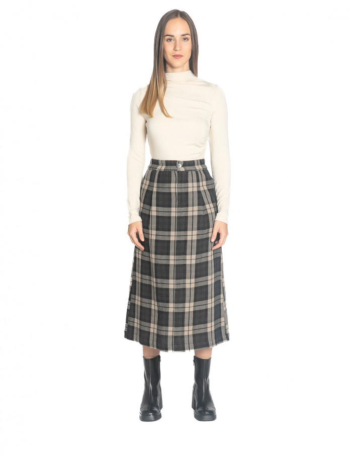 Falda midi algodón cuadros grises Nicethings Sommes Demode Zaragoza online