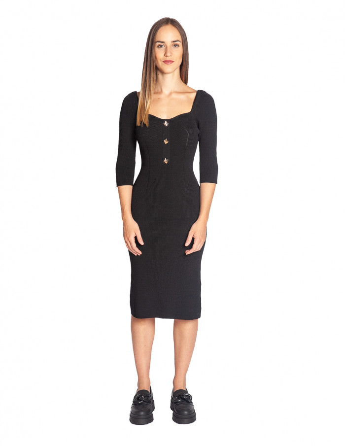 Vestido punto negro botones dorados Eloa Artlove Sommes Demode Zaragoza online