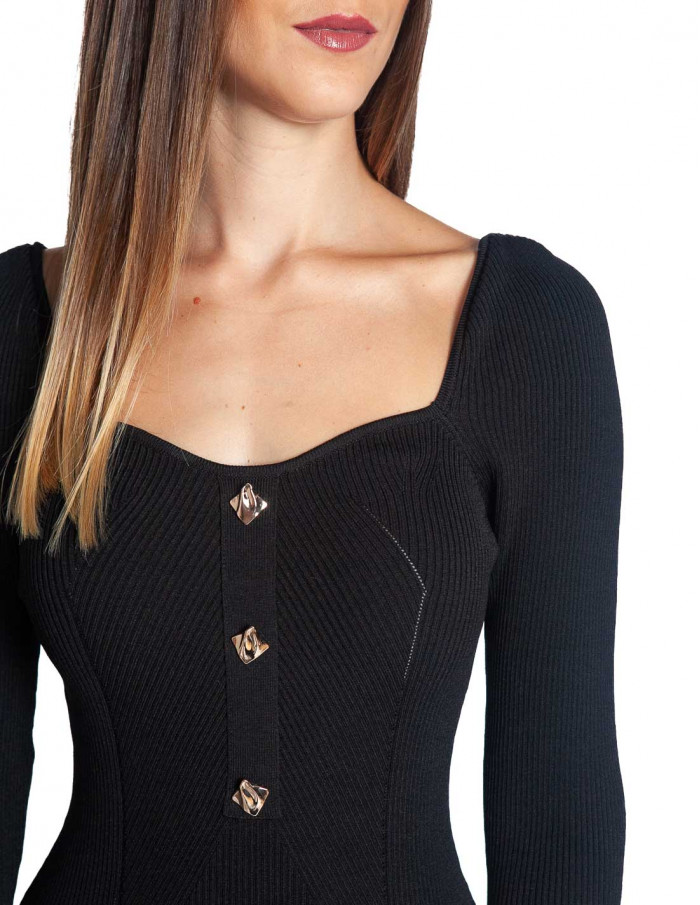 Vestido punto negro botones dorados Eloa Artlove Sommes Demode Zaragoza online