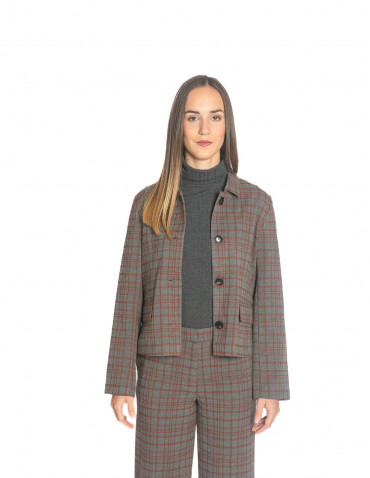 CHAQUETA GRIS CUADRICULA...