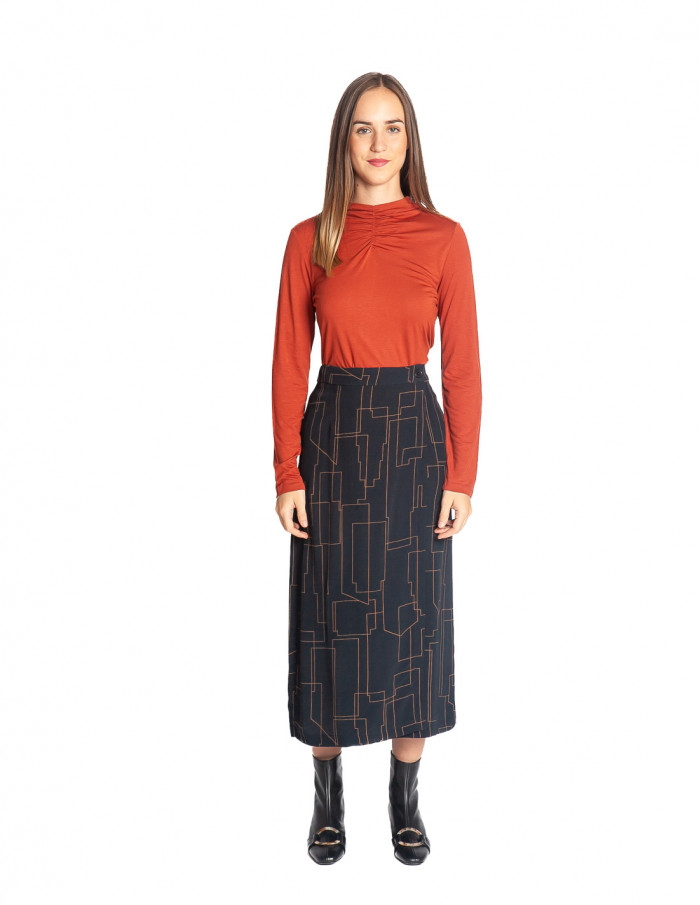 Falda fluida navy skyline Nice Things Sommes Demode Zaragoza