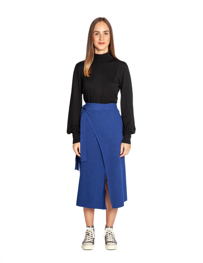 Falda de punto envolvente azul klein Montoto Sommes Demode Zaragoza