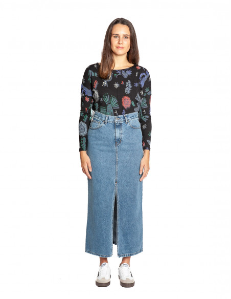 Falda denim larga azul Moliere Rita Row Sommes Demode Zaragoza