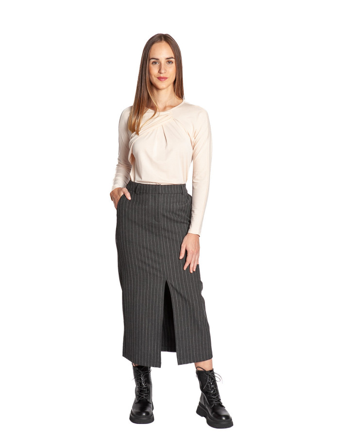 Comprar Falda midi gris raya diplomática de Yaya en Sommes Demode