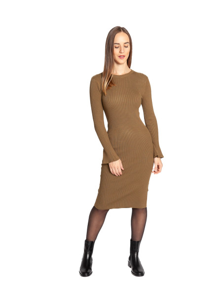 Vestido midi punto canalé caqui Morla Byoung Sommes Demode Zaragoza