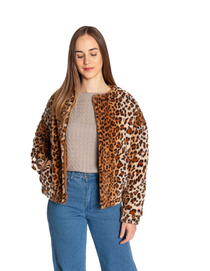 Abrigo bomber de pelo leopardo Compañía Fantástica Sommes Demode Zaragoza