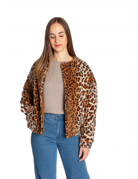 Abrigo bomber de pelo leopardo Compañía Fantástica Sommes Demode Zaragoza
