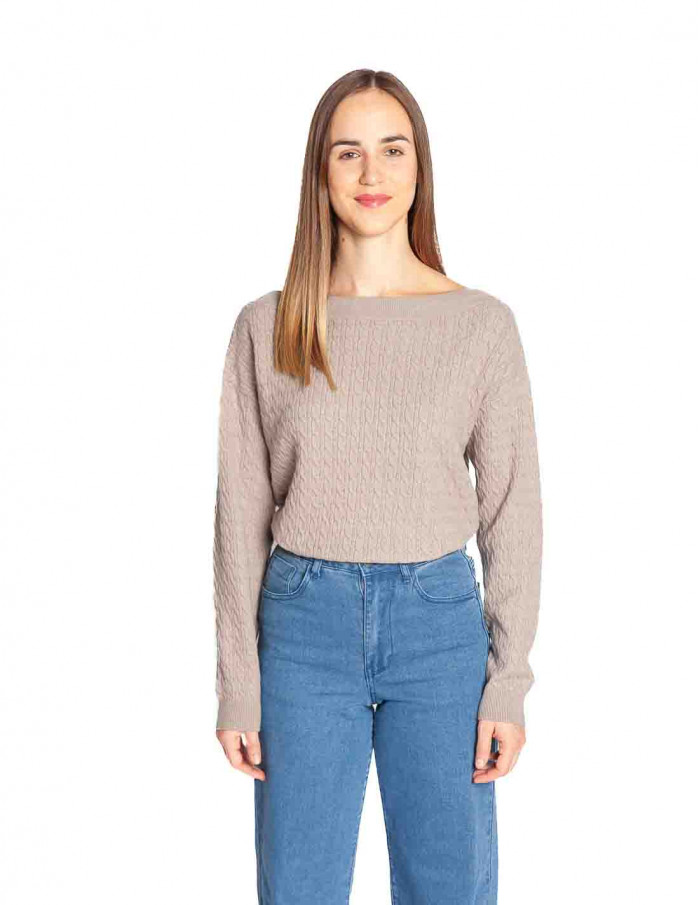 Jersey cuello barco ochos color topo Yaya Sommes Demode online Zaragoza
