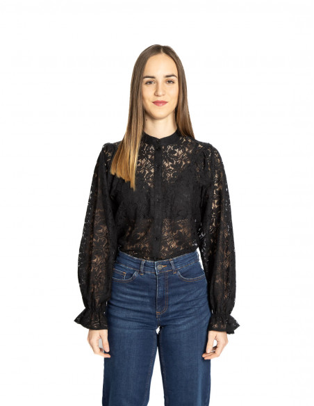 blusa negra encaje ornella grace and mila sommes demode zaragoza
