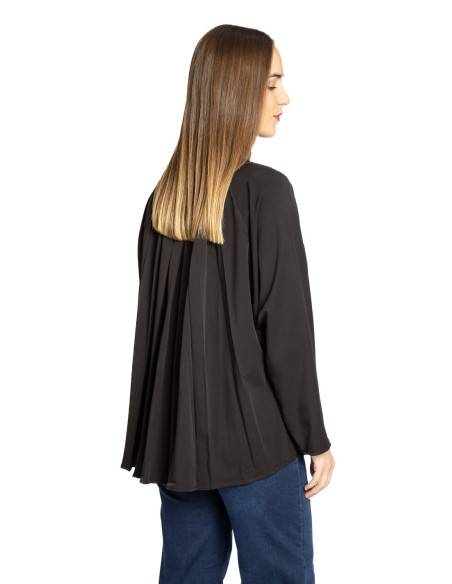 blusa plisada negra manga murcielago yaya sommes demode zaragoza