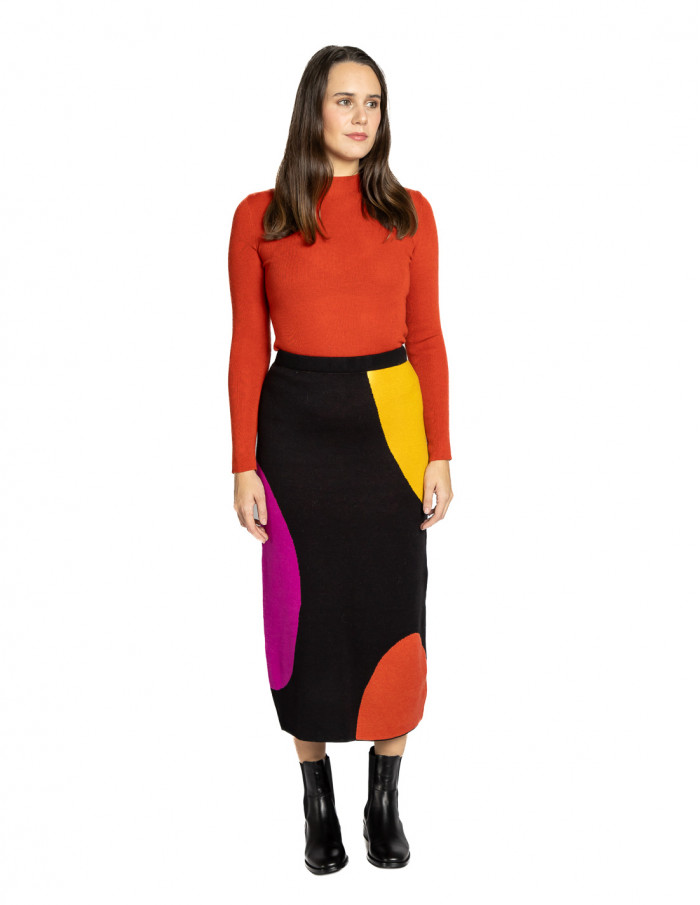 Falda larga punto negra maxi lunares de colores Compañía Fantástica Sommes Demode Zaragoza