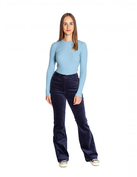 Pantalón campana terciopelo azul Beth Frnch Sommes Demode Zaragoza