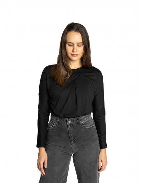 Blusa color negro detalle drapeado Sita Murt Sommes Demode Zaragoza