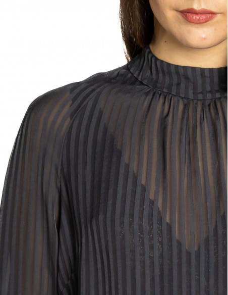 Blusa negra transparencias lazada Shayni CKS Sommes Demode Zaragoza