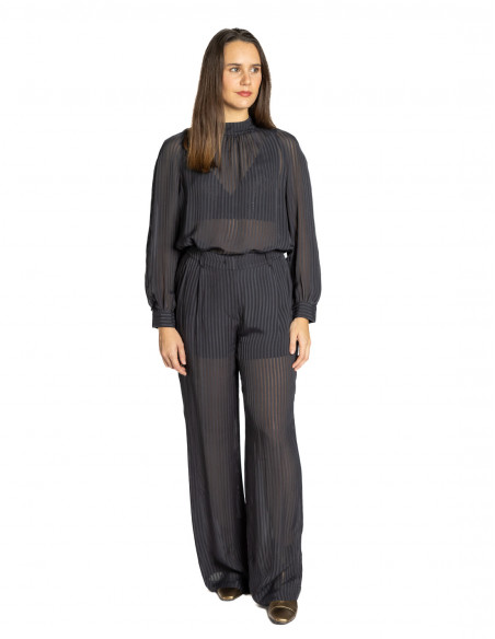 Pantalón fluido negro transparencias Todano CKS Sommes Demode Zaragoza