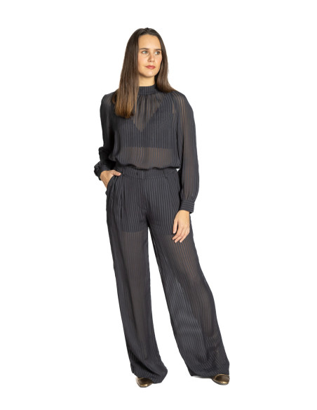 Pantalón fluido negro transparencias Todano CKS Sommes Demode Zaragoza
