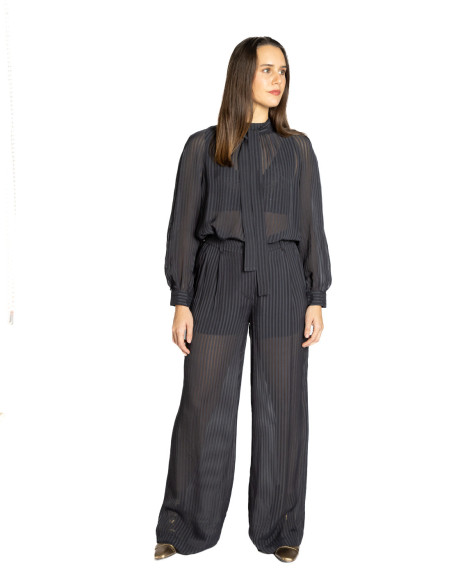 Pantalón fluido negro transparencias Todano CKS Sommes Demode Zaragoza