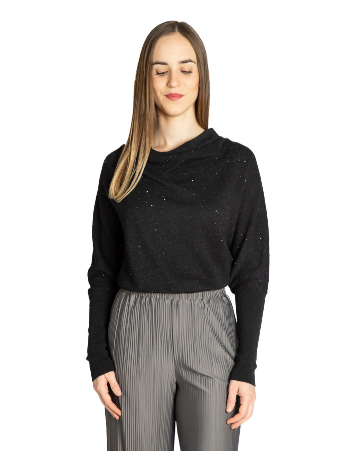 Jersey lana negro con detalle de brillos Yaya Sommes Demode Zaragoza