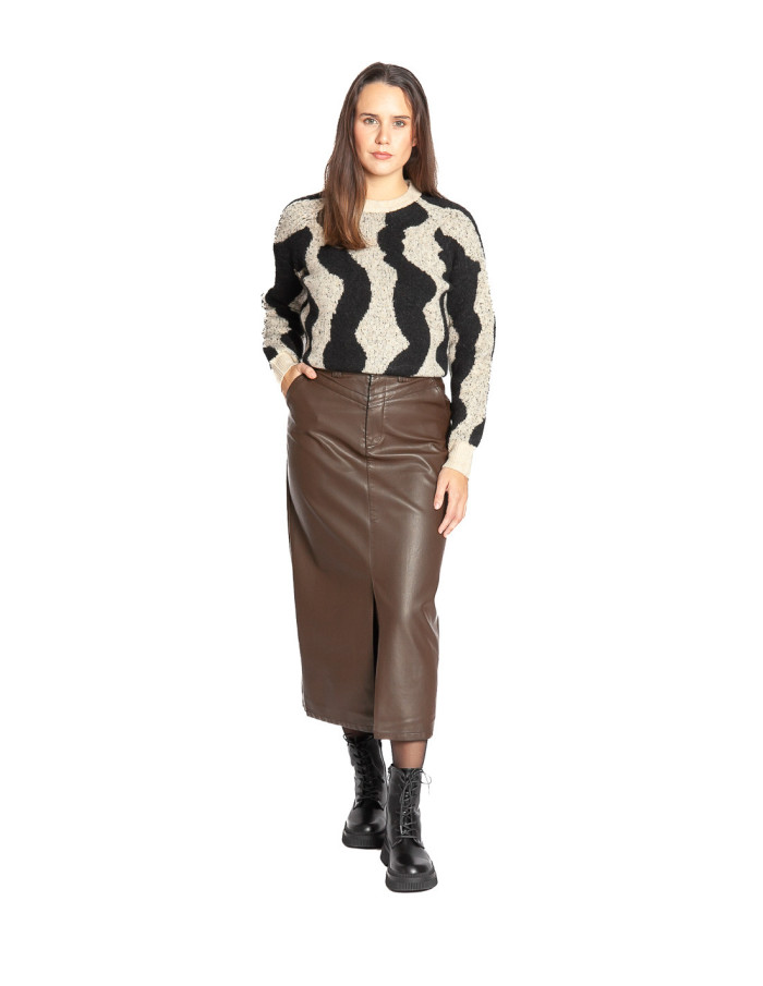 falda midi polipiel marron chocolate nassia frnch sommes demode zaragoza