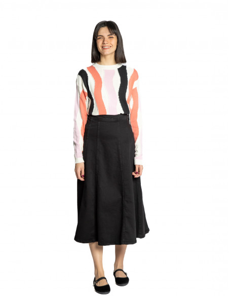 falda midi denim negra litzy ichi sommes demode zaragoza