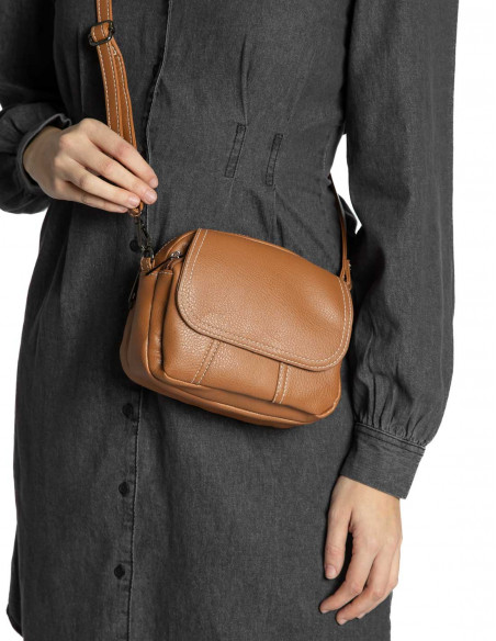 bolso marron costuras blancas kala ichi sommes demode zaragoza