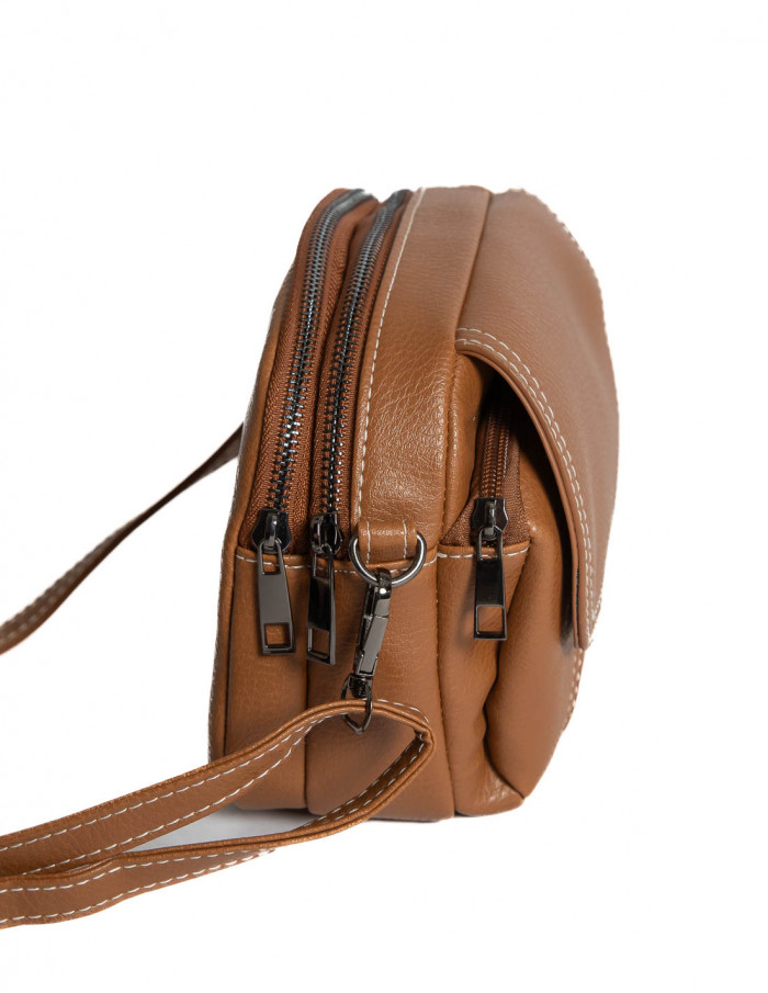 bolso marron costuras blancas kala ichi sommes demode zaragoza