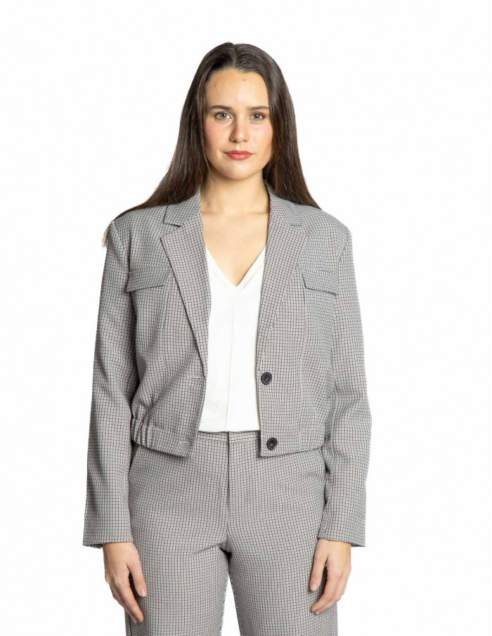 Blazer tipo bomber beige cuadricula yaya Sommes Demode Zaragoza