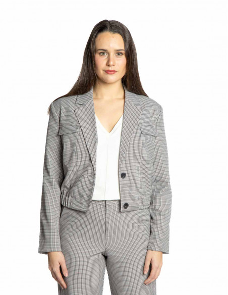 Blazer tipo bomber beige cuadricula yaya Sommes Demode Zaragoza