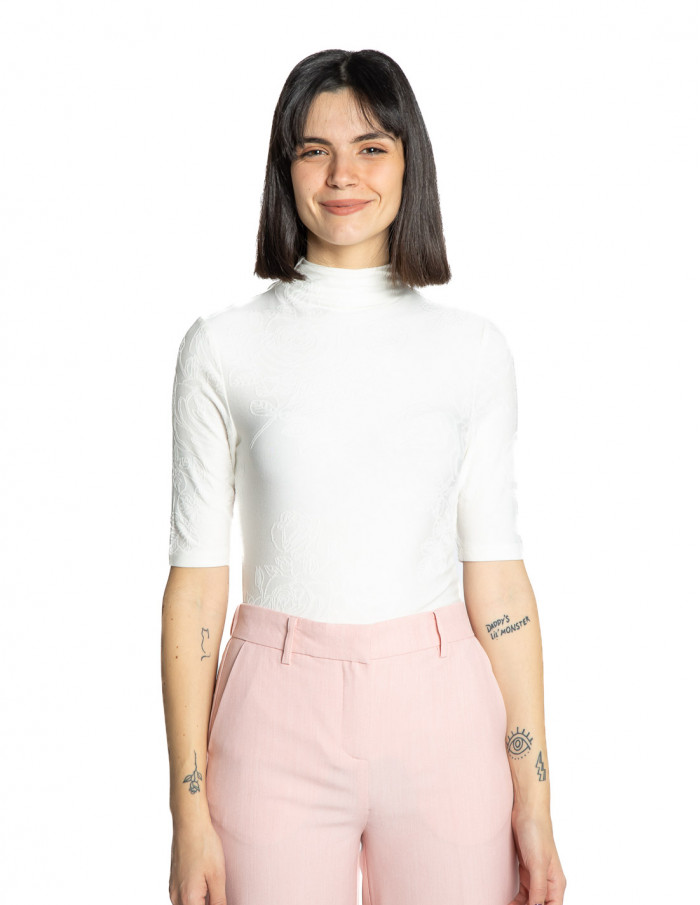 Top blanco textura floral Roslyn Byoung Sommes Demode Zaragoza