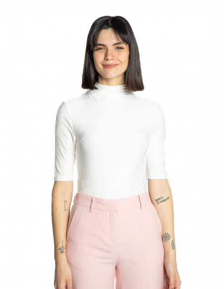 Top blanco textura floral Roslyn Byoung Sommes Demode Zaragoza
