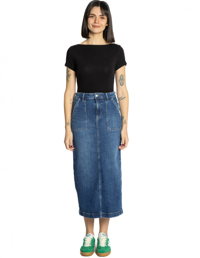falda midi denim mid blue komma byoung sommes demode zaragoza