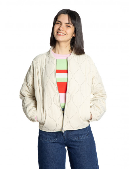 Cazadora bomber acolchada beige Ginalo Ichi Sommes Demode Zaragoza
